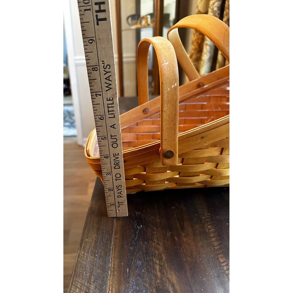 Longaberger Handwoven Slant Wood Basket‎ with Liner Dresden Ohio Honey Stain